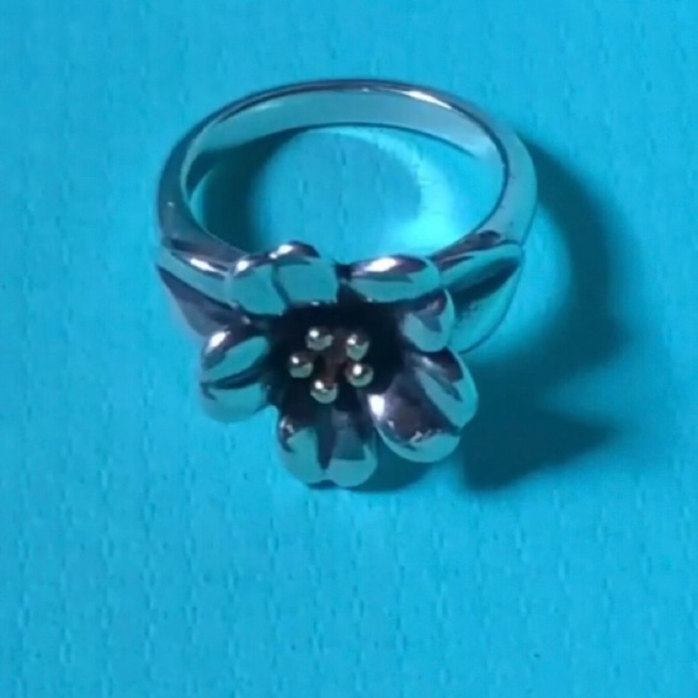 James Avery Retired Sterling & 18 K Gold Ring Size 7 - Picture 3 of 9